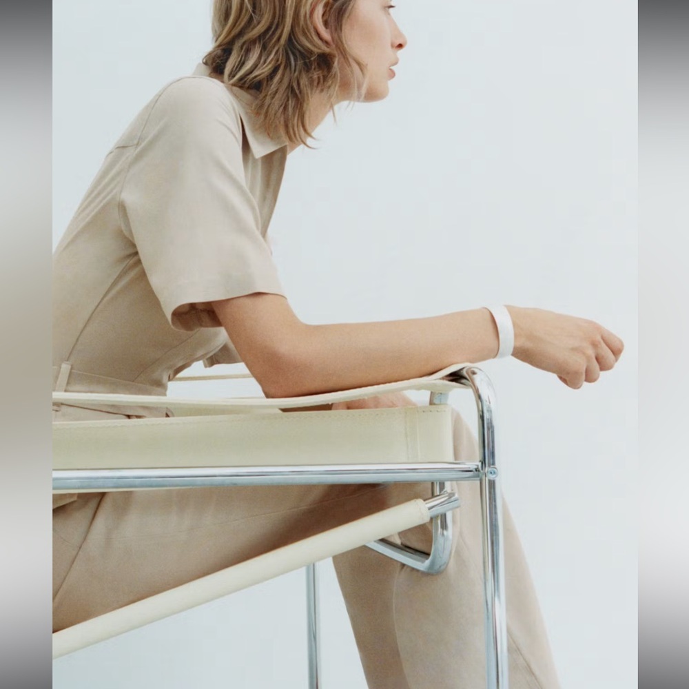 Mango Neutral Beige Short-Sleeve Tie-Waist Jumpsuit - Picture 5 of 10